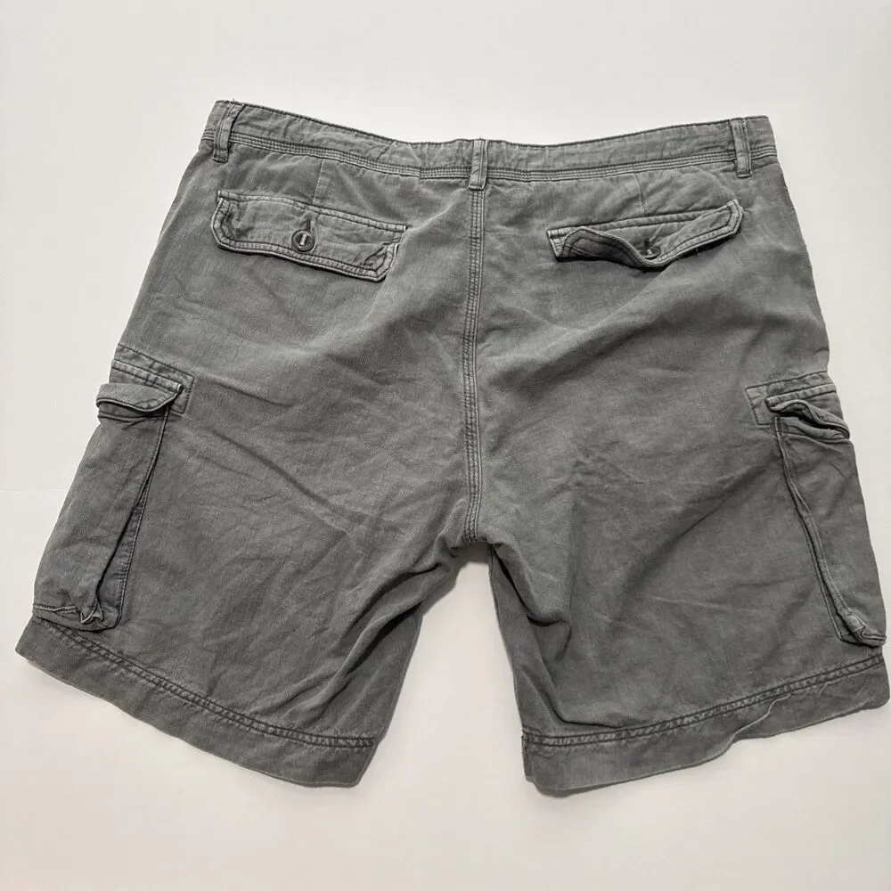 Faherty Linen Cotton Blend Light Gray Cargo Shorts Men's Size 38 Waist 9